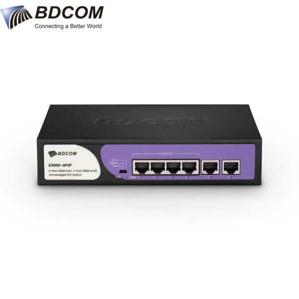 Switch Gigabit S1000-4P2F 6 Cổng VLAN/Default/CCTV mode chống sét 6KV BDCOM
