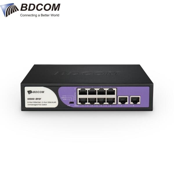 Switch Gigabit S1000-8P2F 10 Cổng VLAN/Default/CCTV mode chống sét 6KV BDCOM