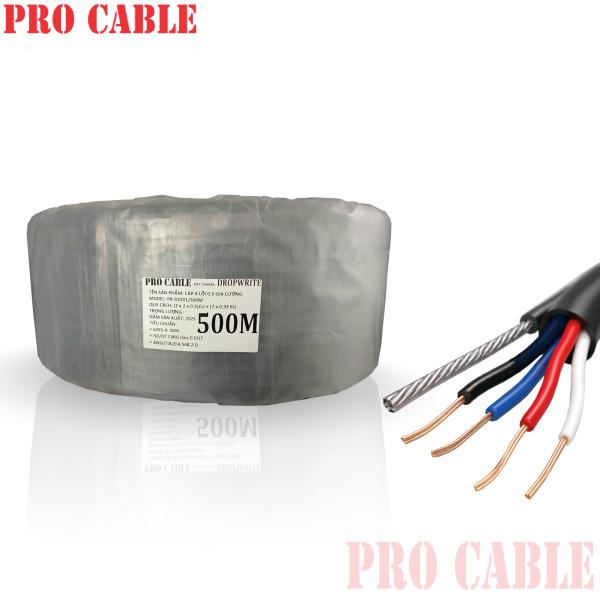 CÁP 4 LÕI 0.5 GIA CƯỜNG 500m PRO CABLE (Model: U2000-4150P)