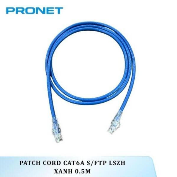 Dây nhảy mạng Cat6A S/FTP LSZH Xanh 0.5M PRONET