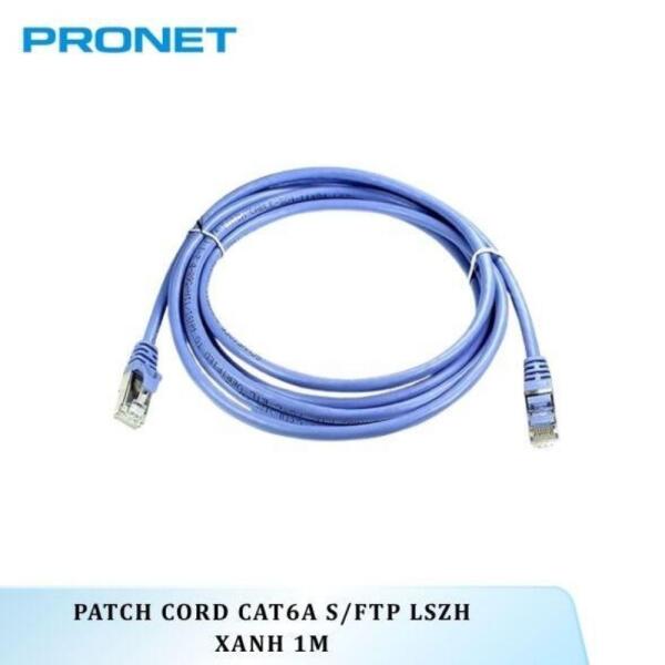 Dây nhảy mạng Cat6A S/FTP LSZH Xanh 1M PRONET