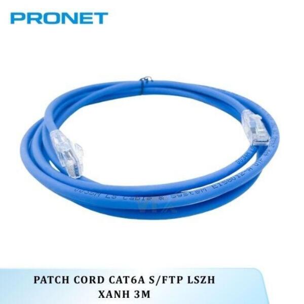 Dây nhảy mạng Cat6A S/FTP LSZH Xanh 3M PRONET