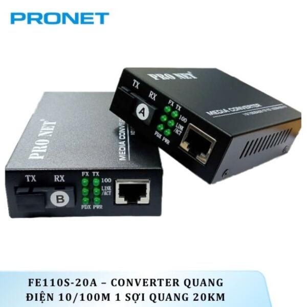FE110S-20A – Converter quang điện 10/100M 1 sợi quang 20Km PRONET