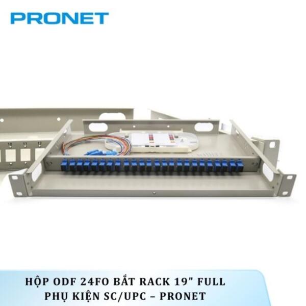 Hộp ODF 24FO Bắt Rack 19" Full Phụ Kiện SC/UPC – PRONET
