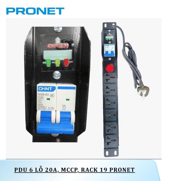 PDU 6 lỗ 20A, PR-PDU6-20A, MCCP, rack 19'' PRONET