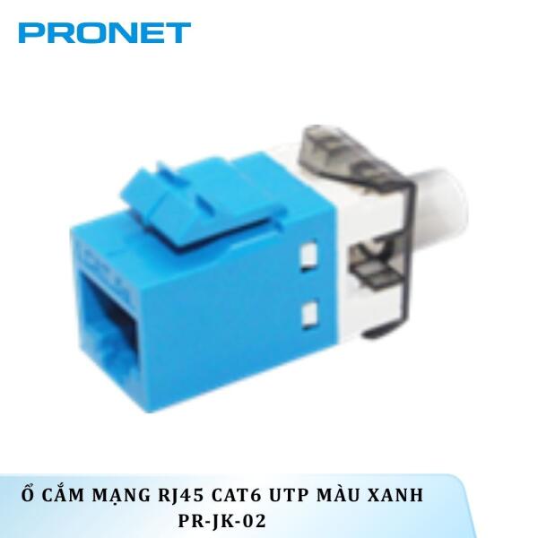 PR-JK-02 - Ổ cắm mạng RJ45 CAT6 UTP màu xanh PRONET