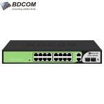 Switch PoE S1500-16P2G2S Gigabit 16 Cổng Camera 185W Chống Sét 6KV BDCOM