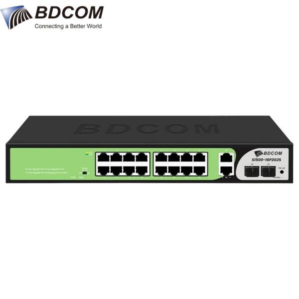 Switch PoE S1500-16P2G2S Gigabit 16 Cổng Camera 185W Chống Sét 6KV BDCOM