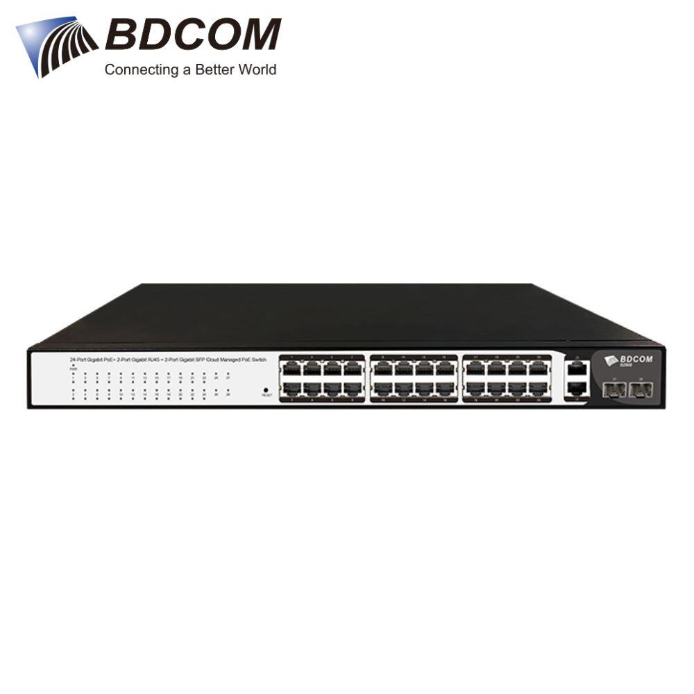 Switch PoE BDCOM S2500-24P2G2S-W - 24 Cổng Gigabit PoE+ + 2 Cổng Gigabit RJ45 + 2 Cổng Gigabit SFP Cloud Managed Switch