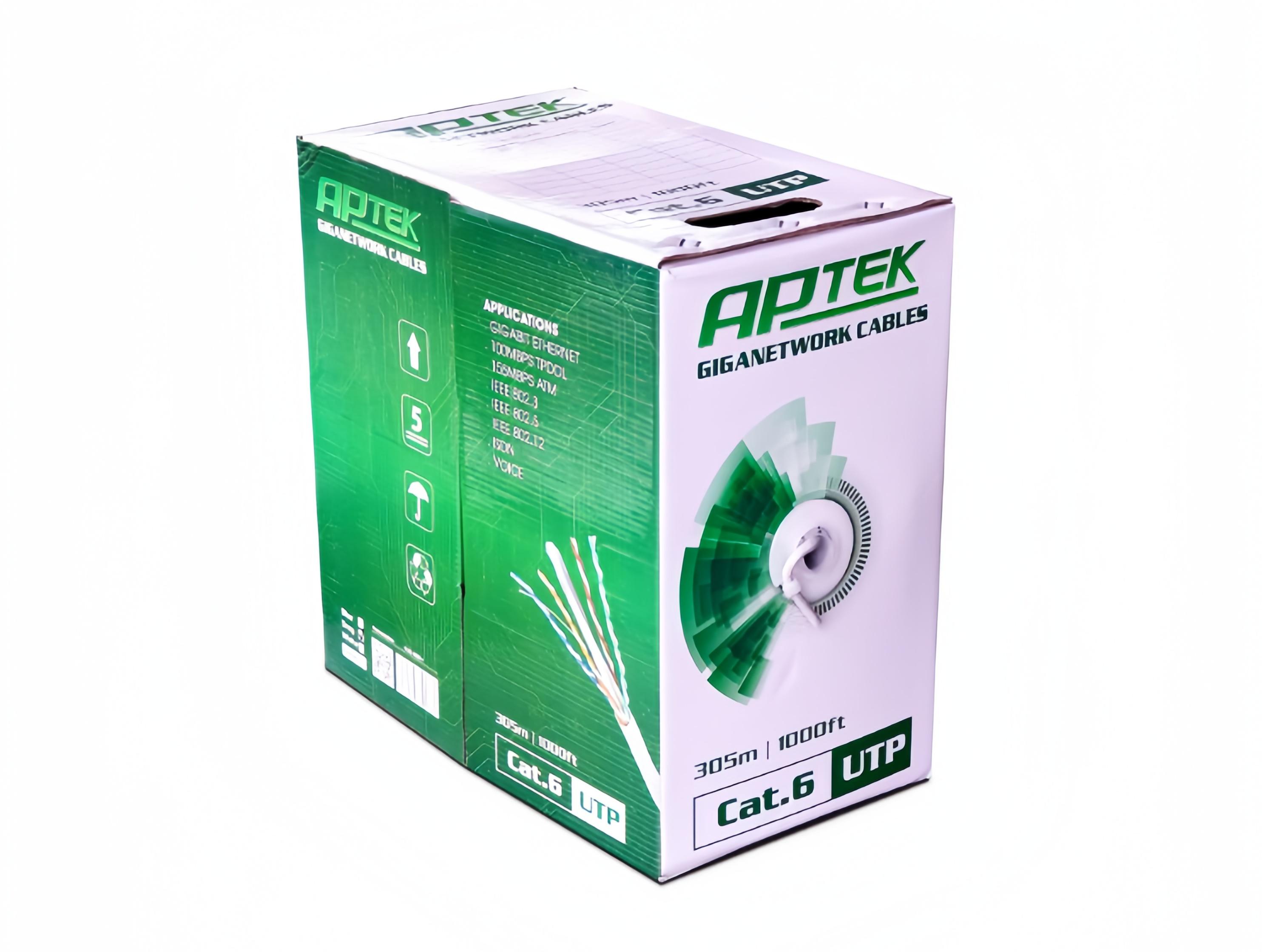 Cáp Mạng APTEK CAT6e UTP Copper 23AWG - Gigabit Ethernet, PoE, 305m