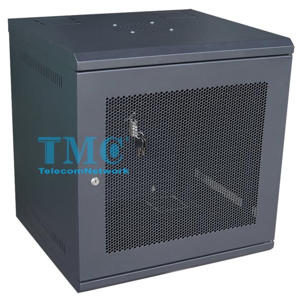 Tủ Mạng 10U Treo Tường D600, Cửa Lưới, Màu Đen