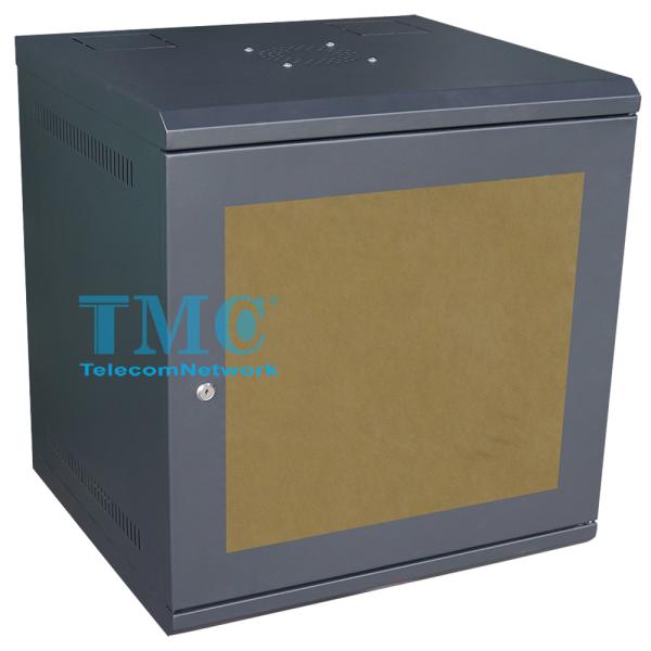 Tủ Mạng 10U Treo Tường D600, Cửa Mica, Màu Đen