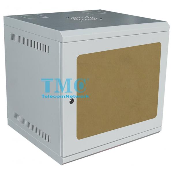 Tủ Mạng 10U Treo Tường D600, Cửa Mica Màu Ghi