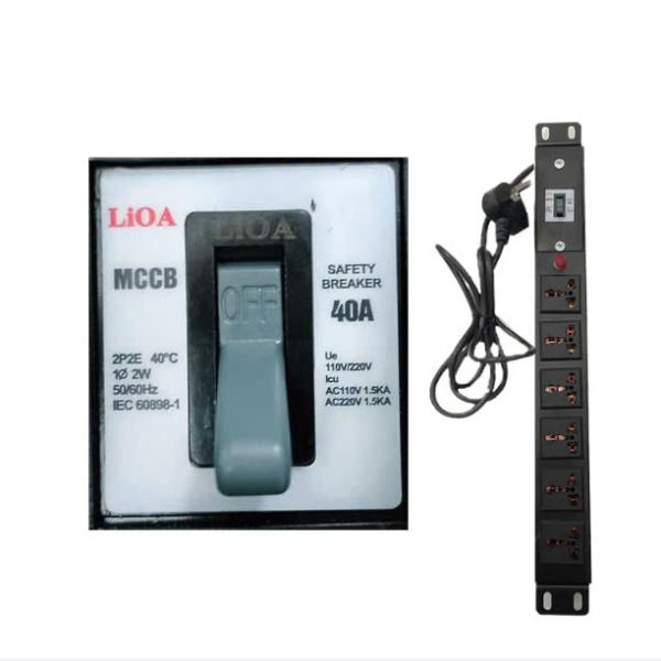 PDU 6 lỗ 40A Có Đèn Báo MCCB, rack 19''