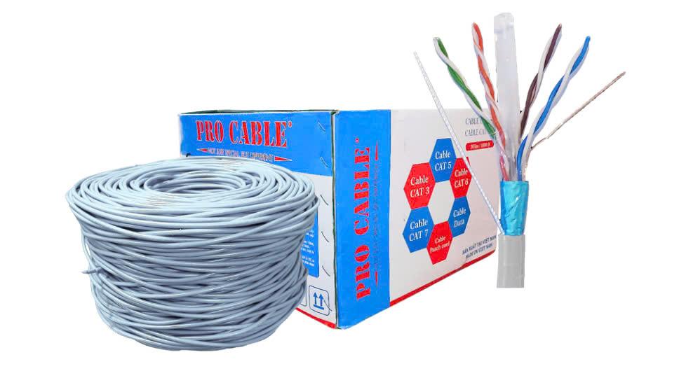 Cáp mạng Cat6 FTP Màu Trắng - Pro Cable Chính Hãng, Hiệu Năng Vượt Trội