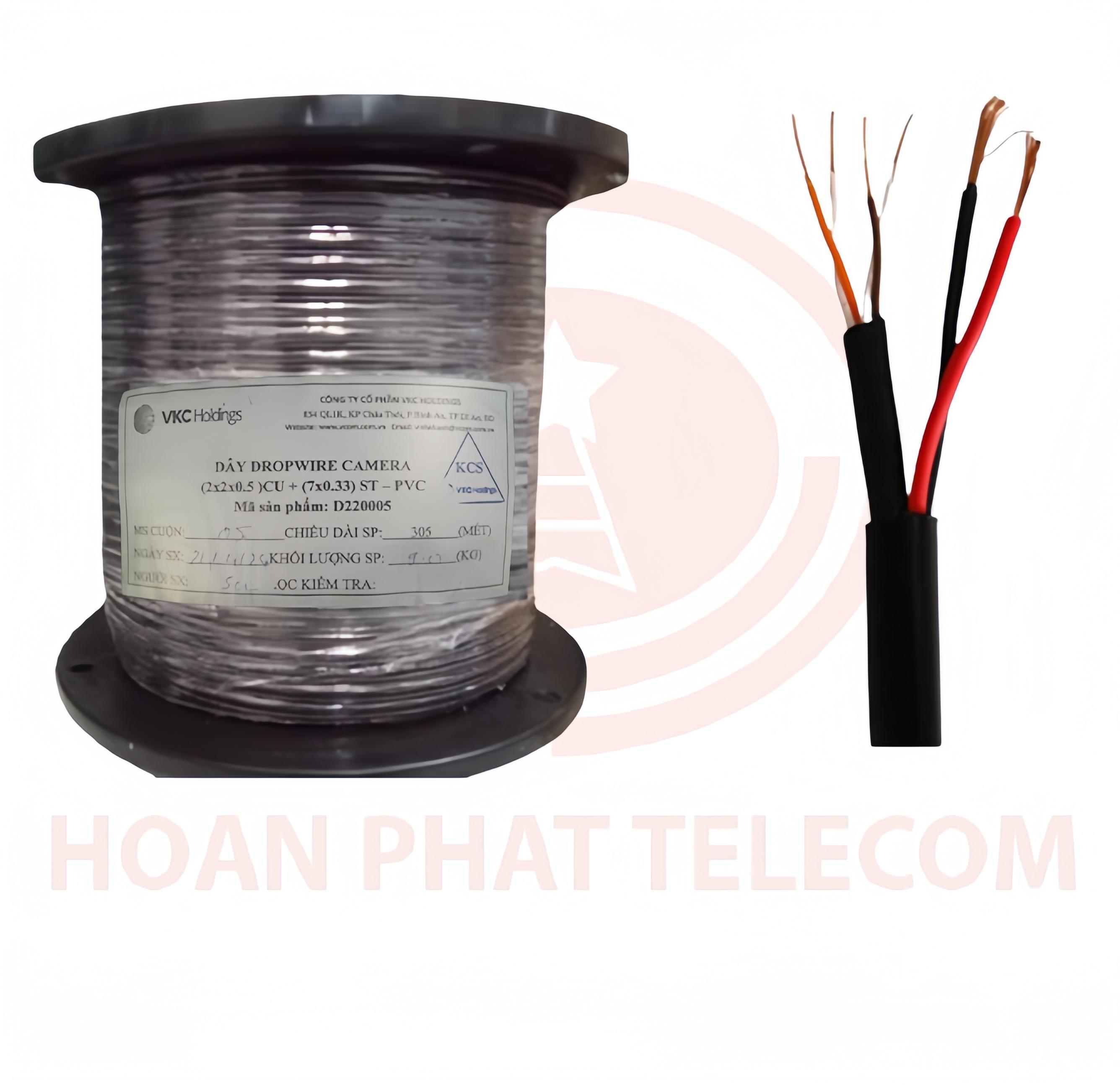 Dây camera liền nguồn 2x(2x0.5)Cu + 2VCm0.5mm PE - Oval