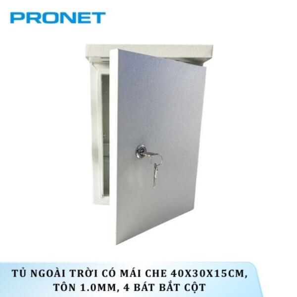 Tủ ngoài trời có mái che 40x30x15cm, tôn 1.0mm, 4 bát bắt cột